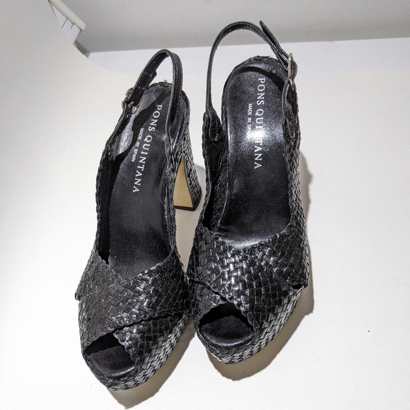 PONS QUINTANA High heels braided leather sandals - Picture 2 of 5